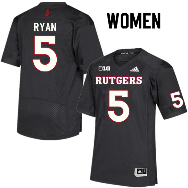 Women #5 Sean Ryan Rutgers Scarlet Knights College Football Jerseys Sale-Black
